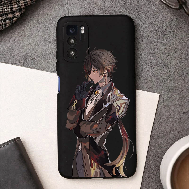 vidio game genshin impact phone case for poco m3 x3 pro f3 for xiaomi redmi note 10 pro 9c 9a 9 pro zhongli cartoon cover free global shipping
