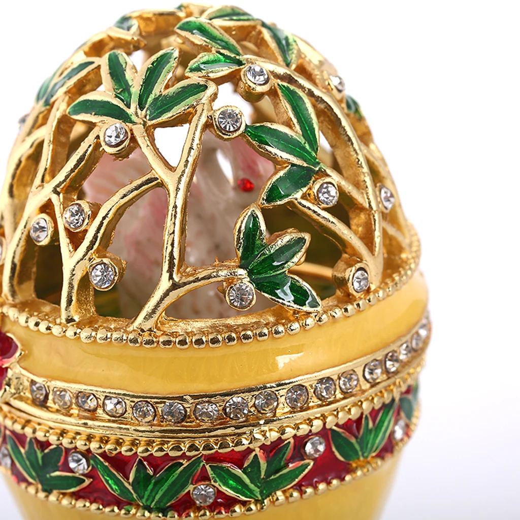 

Diamante Hollow Gold Easter Egg Enamel Jewelry Box Engagement Wedding Favors
