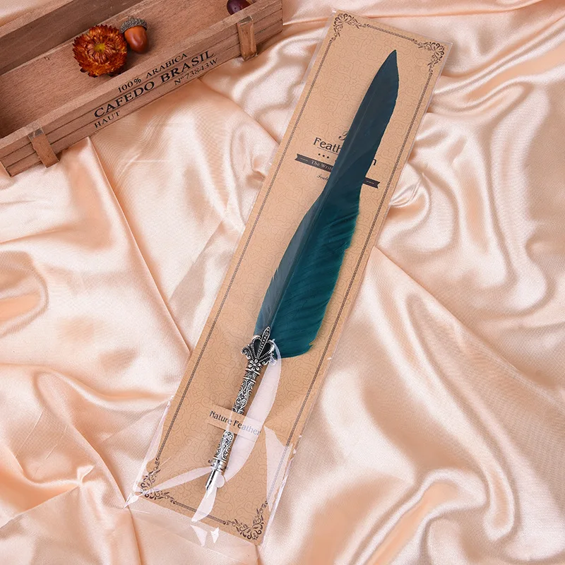 Перьевая ручка AP180 металлическая с изображением перьев для каллиграфии