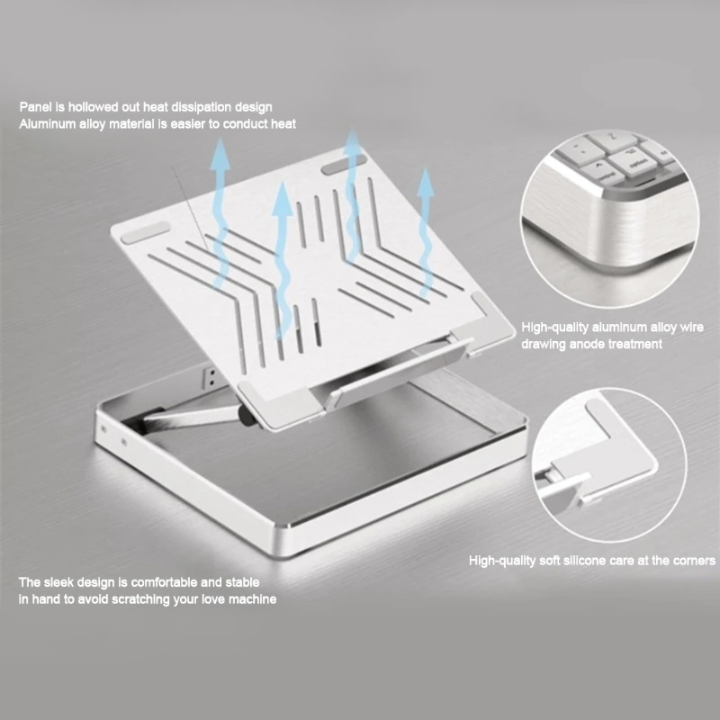 

Foldable Laptop Stand Double-layer Heat Release Aluminum Riser PC Bracket 17'' Dropshipping