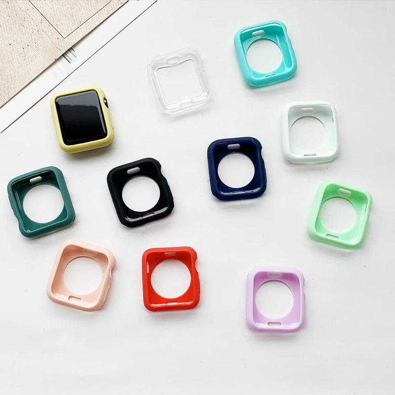 Мягкий силиконовый чехол для Apple Watch 3 2 1 42 мм 38 защитный iWatch 4 5 6 SE 44 40 бампер часов |