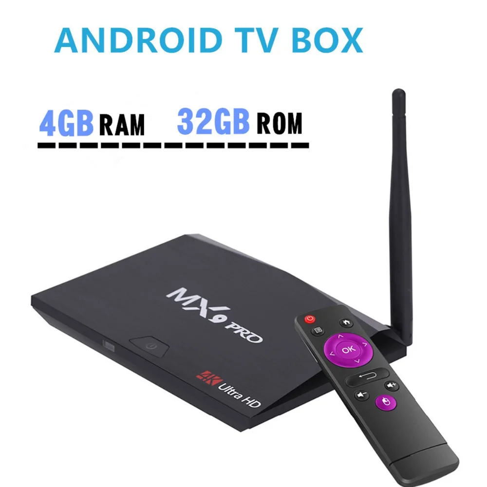 MX9 Pro 4 ГБ 32 ГБ Android 7,1 ТВ приставка RK3328 Четырехъядерный 4K VP9 3D 2,4G 5G WiFi BT4.1 смарт-приставка PK X96 X96 MINI