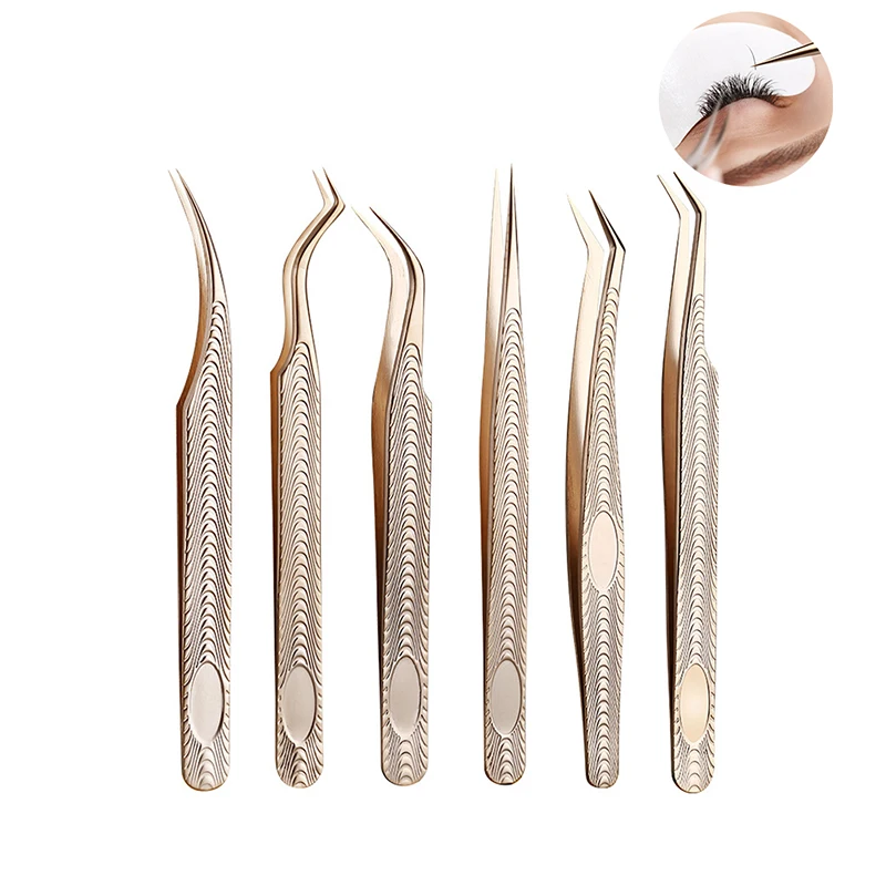

1PC Stainless Steel Eyelash Extension Tweezers for Classic Lashes Easy fan eyelash Russian Volume eyelashes Beauty Tools