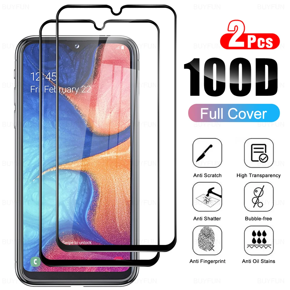 

Черное закаленное стекло для Samsung Galaxy A20, A20E, A20S, A21, A30, A30S, A31, 2 шт., защита экрана, полное покрытие, защитная пленка