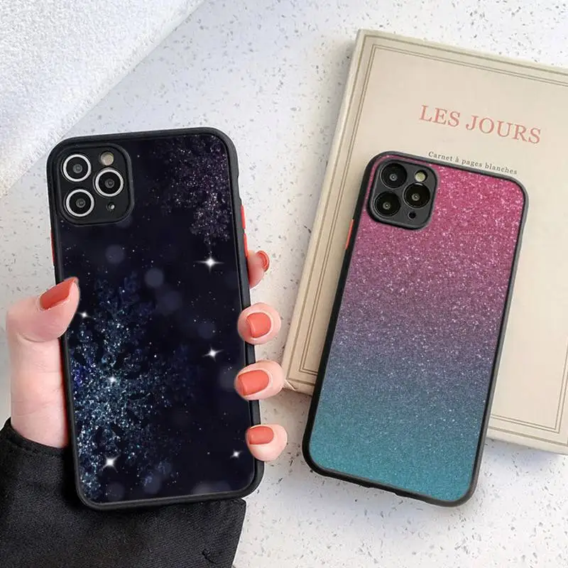 

Ottwn Glitter Phone Case Black Transparent Matte For IPhone 7 8 11 12 S Mini Pro X XS XR MAX Plus Cover Shell