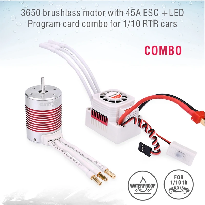 

SURPASS HOBBY Platinum Waterproof 3650 Brushless Motor &45A ESC Kit for 1/10 RC Car Truck Toy
