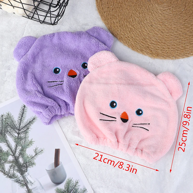 

1pc Shower Cap Cartoon Hair Turban Dry Hair Hat Breathability Polyester Hair Turban Wrapped Towel Cap Towel