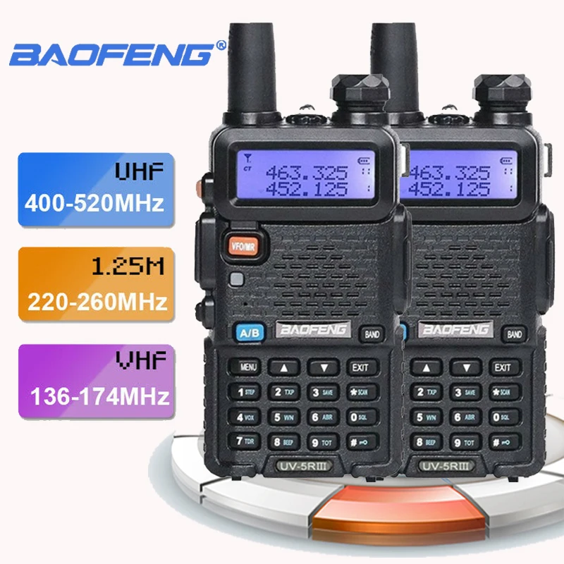 

2PCS Baofeng UV-5R III Tri-Band Dual Antenna 5W 128 CH VHF And UHF Walkie Mobile Radios Comunicacion Baofeng Radios wolki tolki