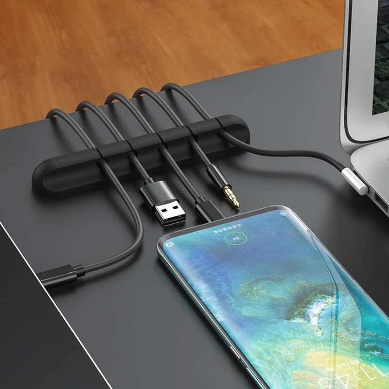 Кабельный органайзер силиконовый usb-кабель намотки гибкий кабель управления с