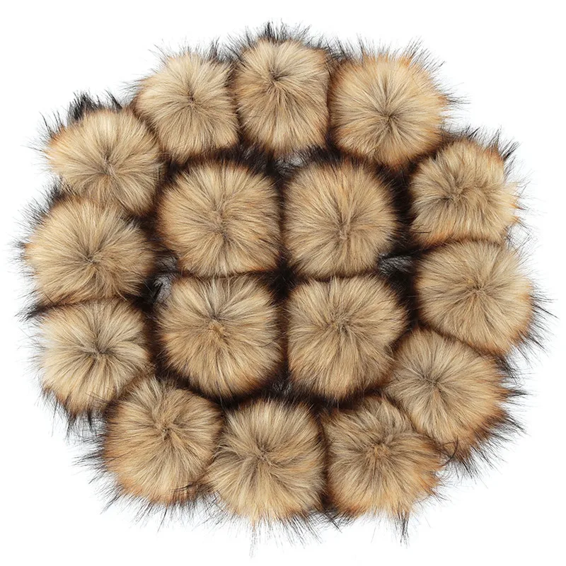 16 шт. 8/10 см меховой помпон искусственный шарик для волос с резиновой лентой