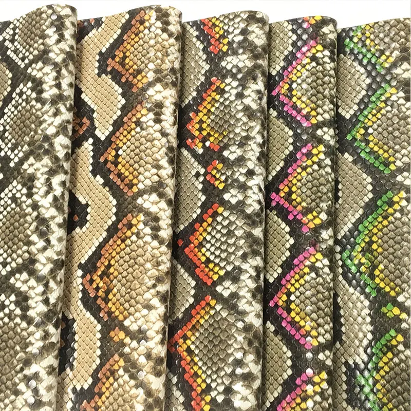 

135x30cm Snake Skin Embossed Colored PU Printed Faux Leather Fabric Sheet for Making Shoe/Bag/Hair Bow/Headband/Craft