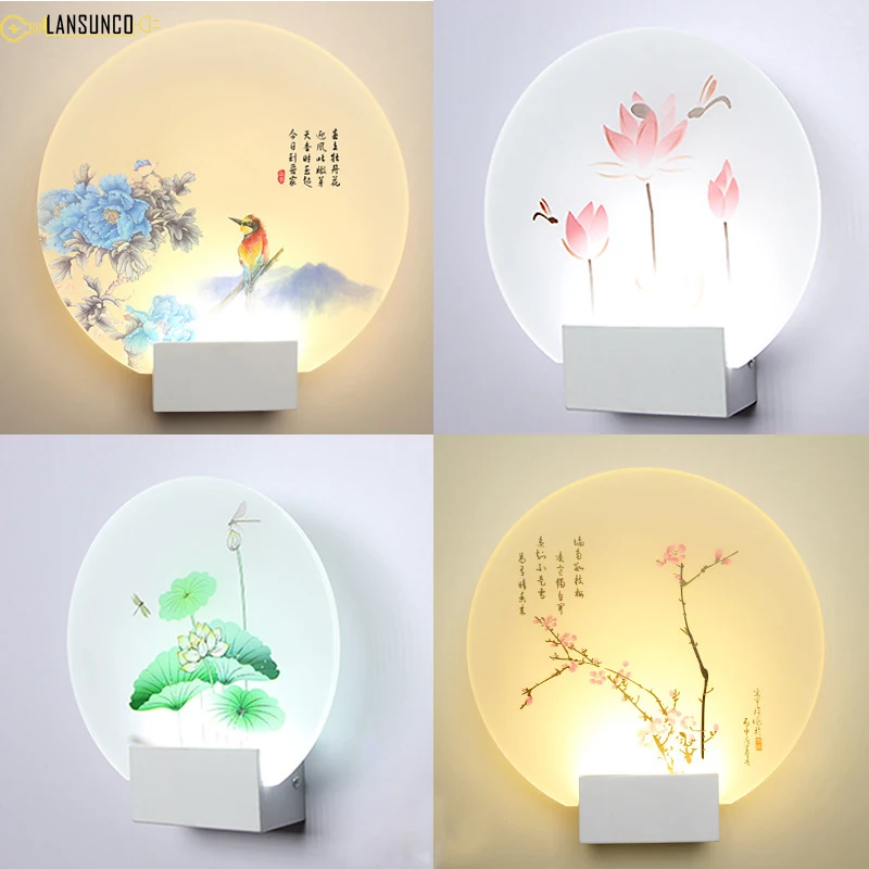 LED Wall Lights Chinese Style Lamp Indoor Acrylic Vintage Sconce For Bedroom Corridor Stairs Light Fixtures | Освещение