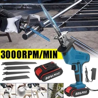 88v cordless reciprocating saw with 4 blades rechargeable electric saw for sawing branches metal pvc wood cutting machine tool