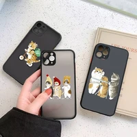 cute cat disport funny cartoon phone case for iphone 12 11 mini pro xr xs max 7 8 plus x matte transparent back clear cover bag