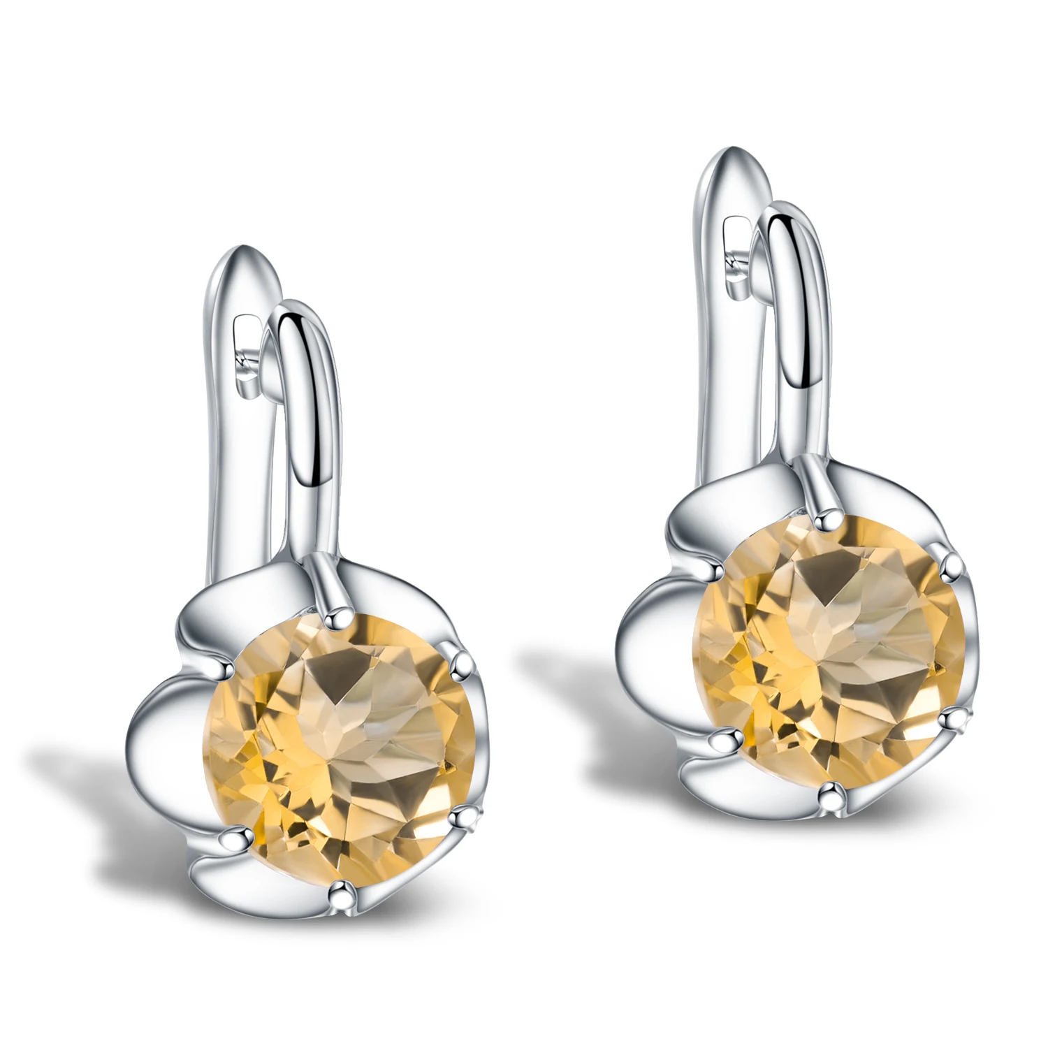 GEM'S балет 5.32Ct натуральный цитрин камень ноября серьги гвоздики Настоящее 925 пробы серебряные ювелирные изделия для женщин Свадебные