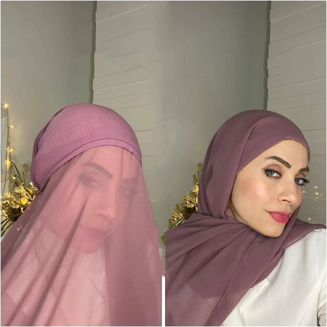 Шифоновый хиджаб с капотом эластичная веревка шапка из пузырьков тяжелый