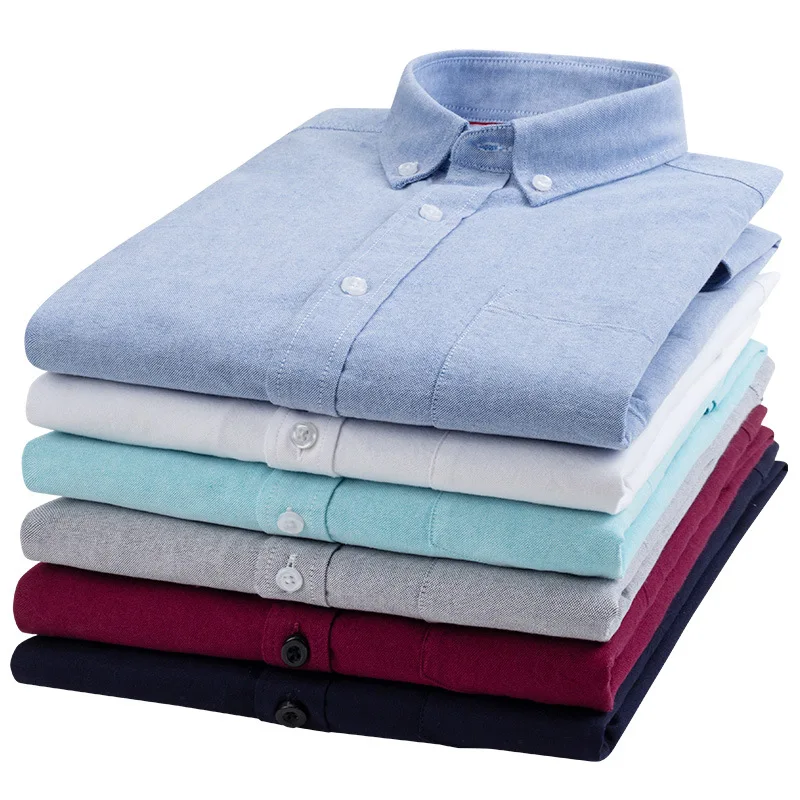 2021 Outdoor army green cotton oxford long-sleeved white shirt men's washed autumn new shirt casual business men's clothing