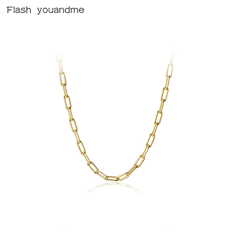 

925 Silver Punk Simple Trend Stacking Chain Charm Necklace for Women Genuine 925 Sterling Silver 40cm/45cm Length Jewelry