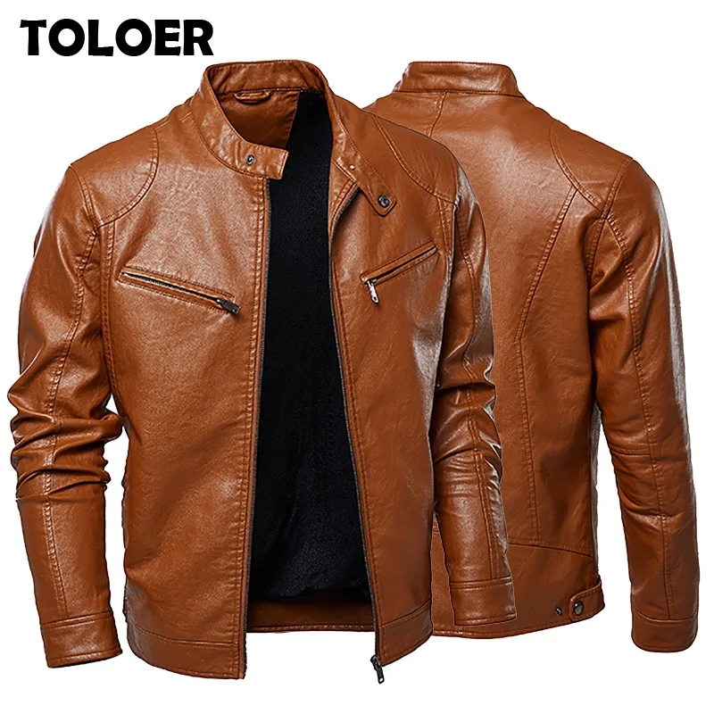 Винтажная кожаная куртка для мужчин Сезон зима осень Повседневная обувь с
