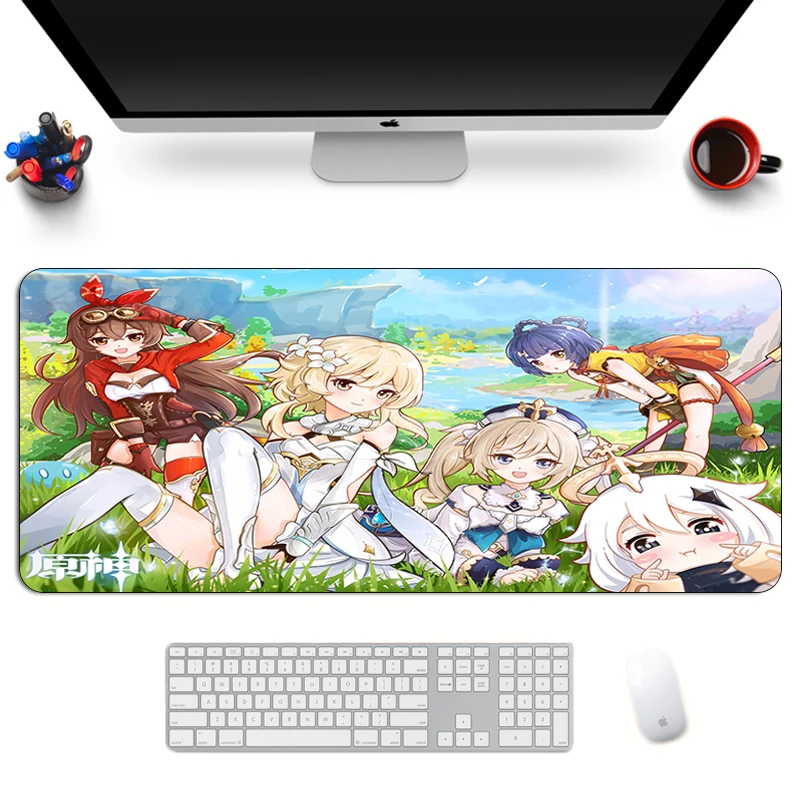genshin impact gaming mouse pad anime large custom sexy mousepad durable rubber kawaii xl cartoon keyboard laptop fashion mat free global shipping