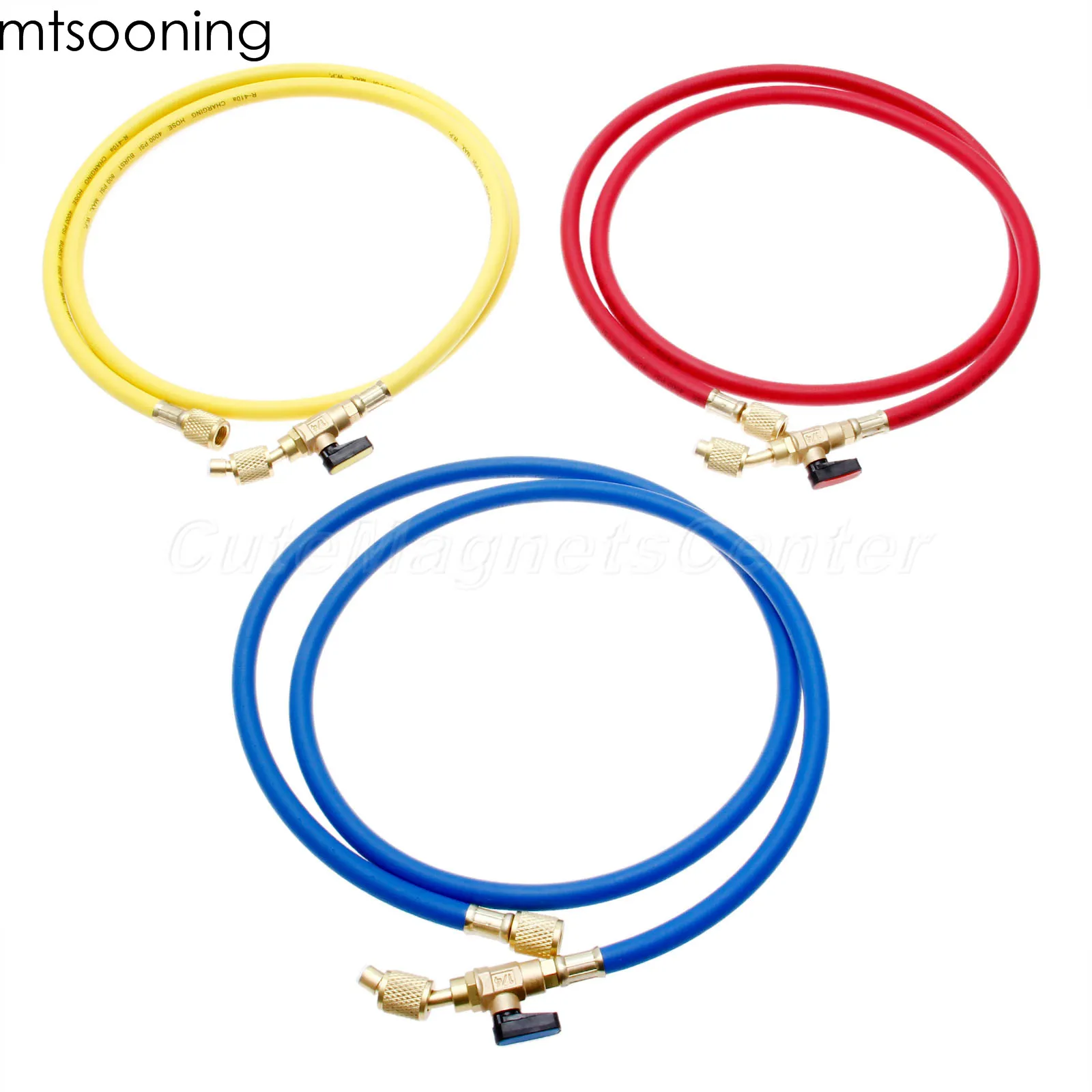 Mtsooning 3 шт. R134A AC зарядный шланг с шаровыми клапанами 1/4 &quotSAE 150 мм 60&quot R410A R12 R22