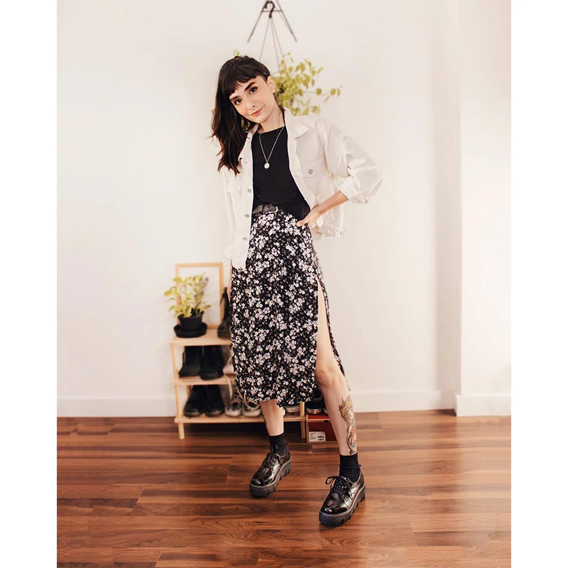 Женская летняя юбка с высокой талией и цветочным принтом | одежда