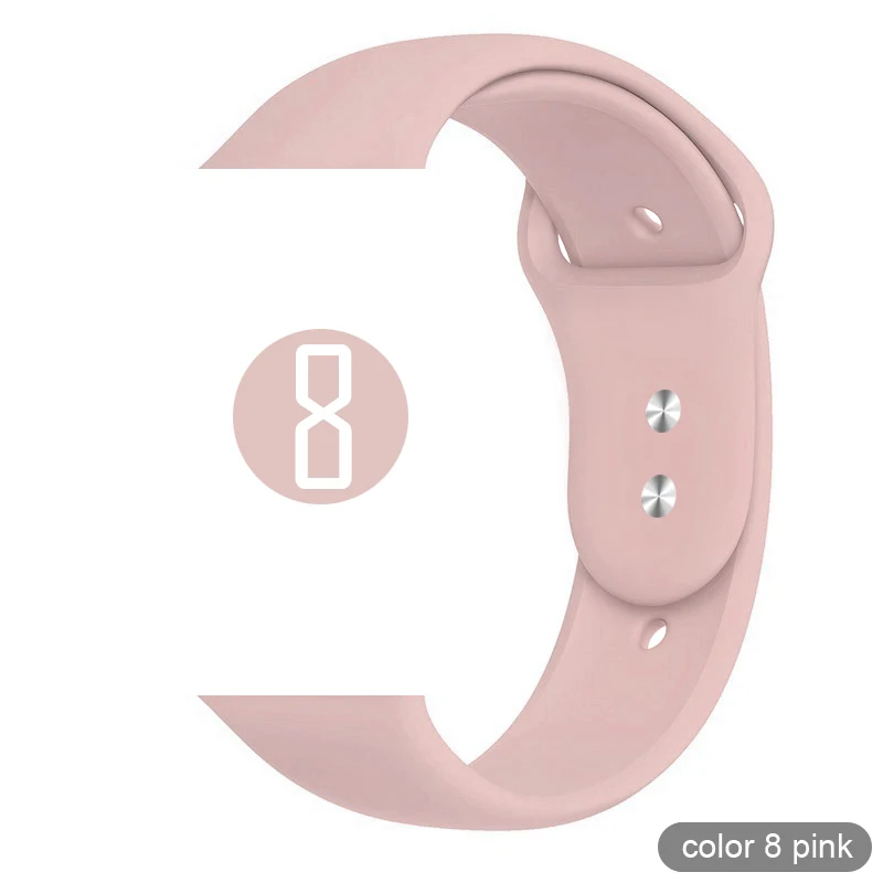 Мягкий силиконовый спортивный ремешок для Apple Watch 5 4 3 2 1 38 мм 42 мм, резиновый ремешок для часов Iwatch series 5 4 40 мм 44 мм - Цвет ремешка: 08 Pink