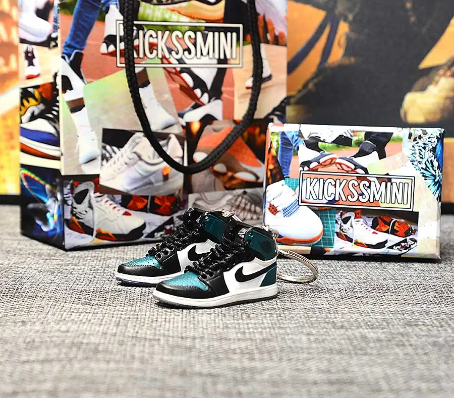 a pair w metal ring Персональный DIY Jordan Generation AIR JORDAN 1 chicago 3D кроссовок фигурный брелок сумка Подвеска парный брелок - Цвет: a pair w metal ring