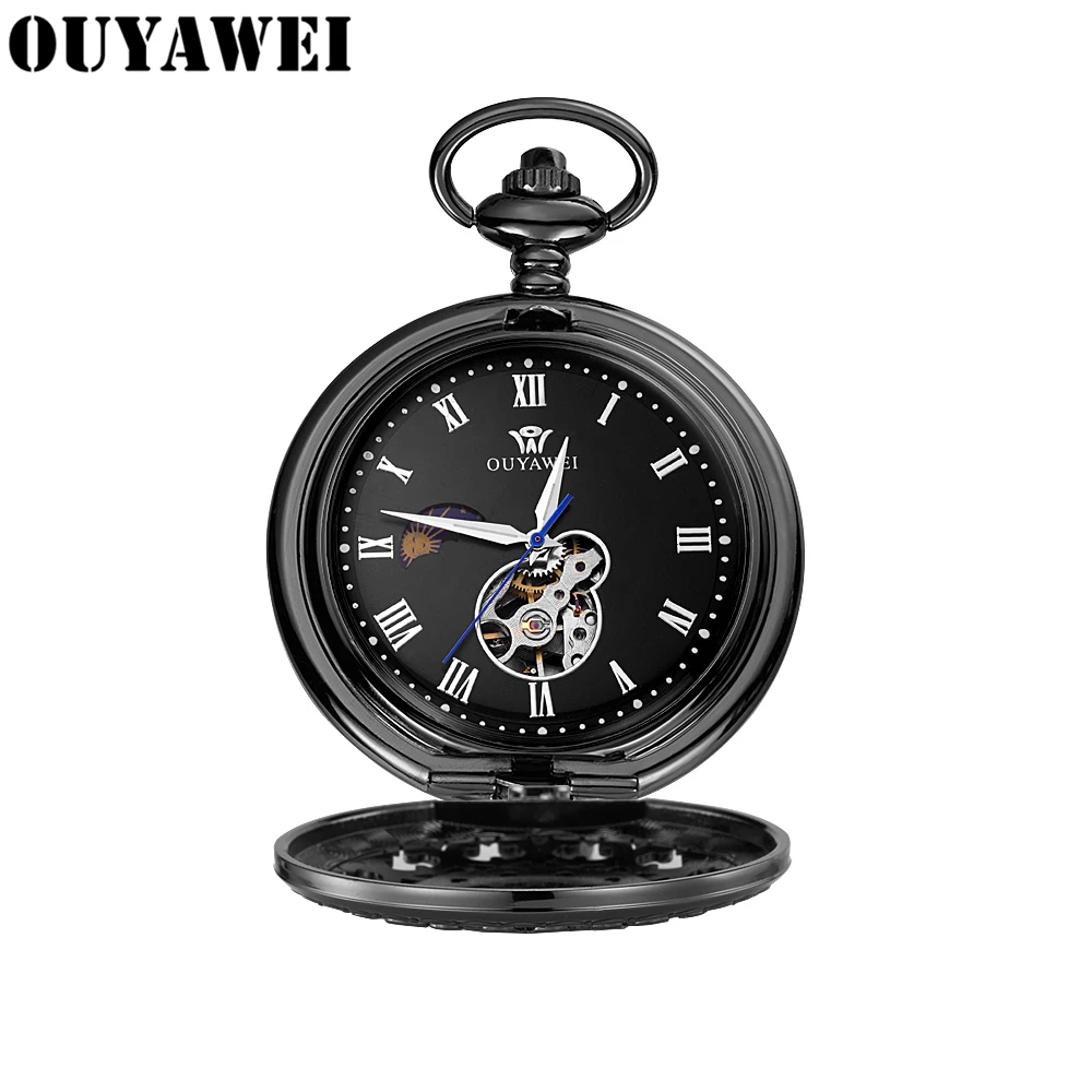 Новые мужские часы OUYAWEI механические карманные на цепочке для мужчин ручные