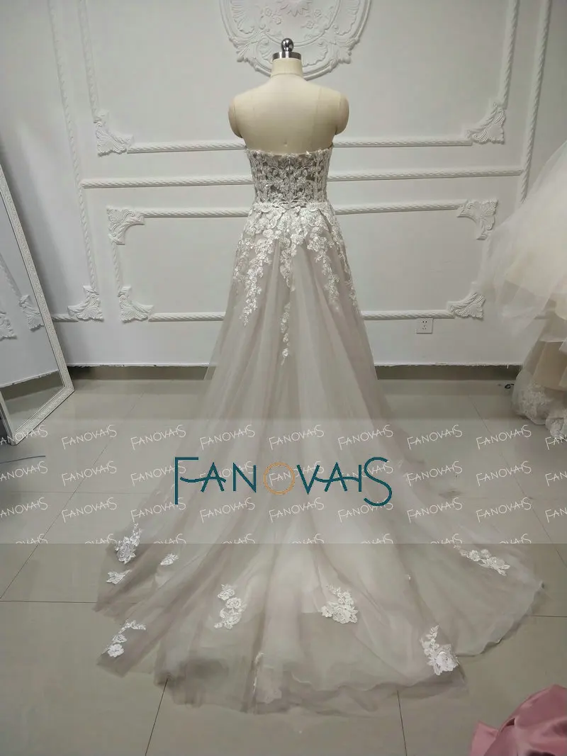 Пляж бохо свадебные платья бисером Кристалл кружева Vestido de Novia Longo gelinlik vestido casamento robe de mariee - Цвет: back Design zipper
