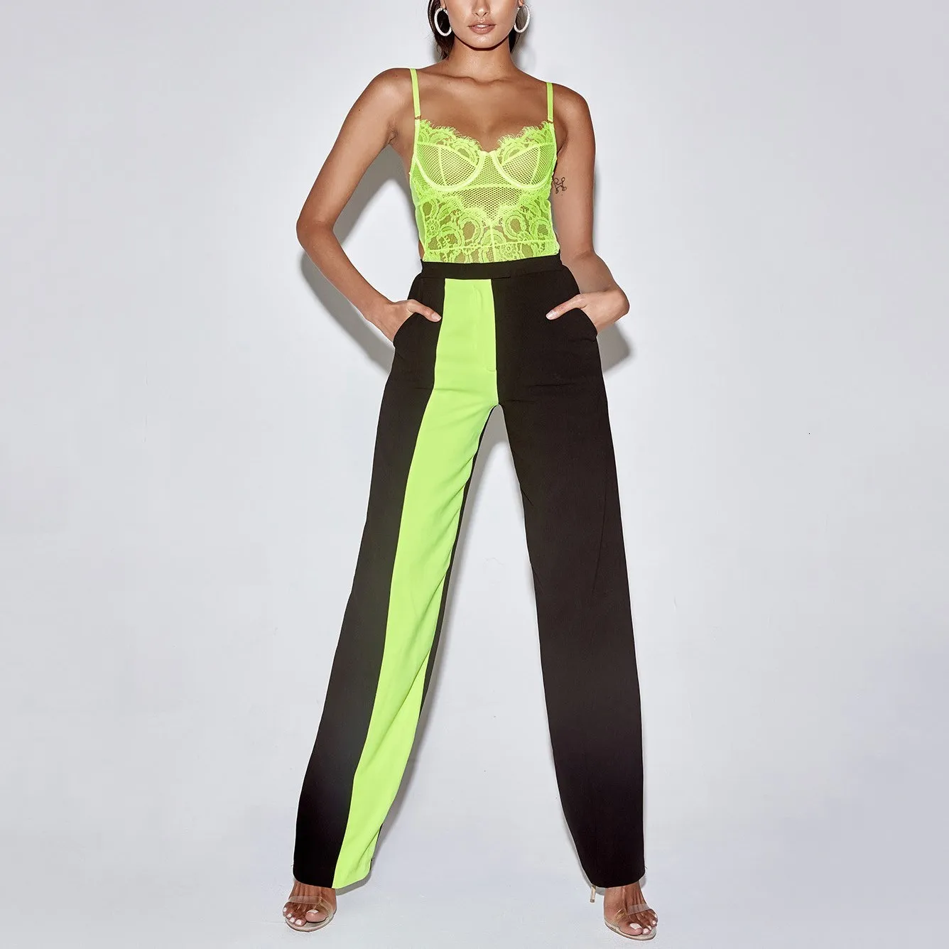 Элегантные босоножки в стиле пэчворк прямые брюки Для женщин уличная