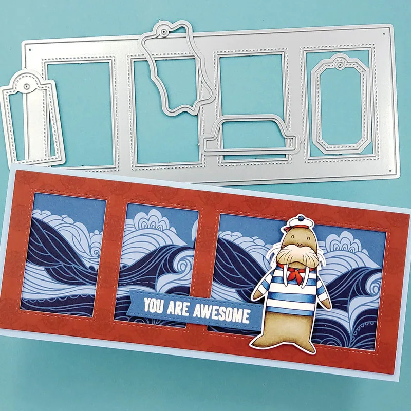 

Series Slimline Frames Tags Mini Cute Animals Clear Stamps and Dies Set for DIY Scrapbooking Crafts Paper Cards Making 2021 New