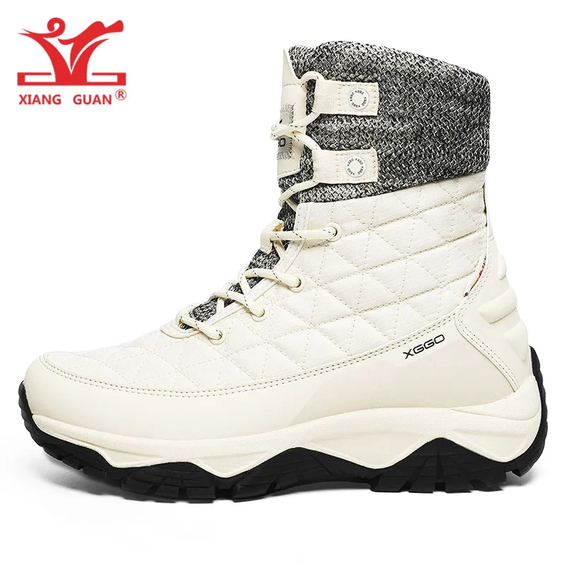 XIANG GUAN Man Hiking Shoes Men Waterproof Plush Warm High Top Climbing Mountain Tactical Boots Outdoor Sports Trekking Sneakers