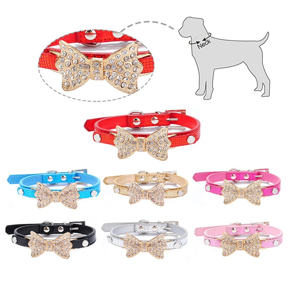 Собачьи Ошейники со стразами маленькие собаки блестящий Кристальный бант