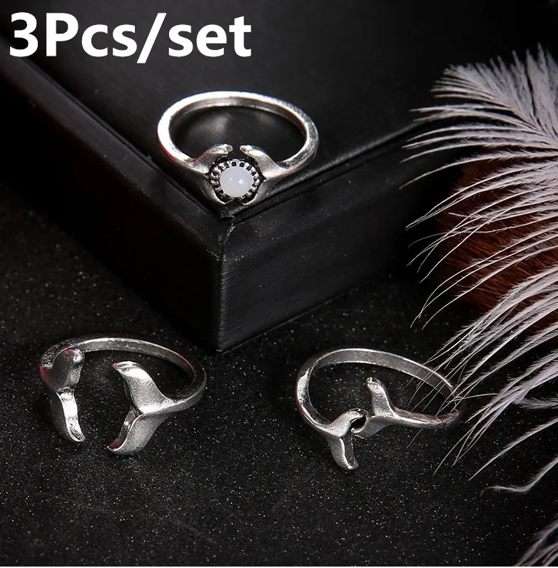 3 шт./компл. горячие наборы колец ювелирные изделия Винтаж кольцо набор КИТ хвост