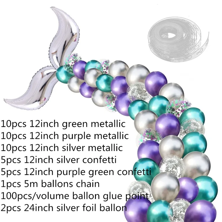 44pcs Metallic B 44 шт./компл. DIY одеяло «хвост русалки» воздушные шары гирлянда набор шаров из латекса арки, набор синхронизированных инструментов для русалка вечерние свадебные Baby Shower День рождения - Цвет: 44pcs Metallic B