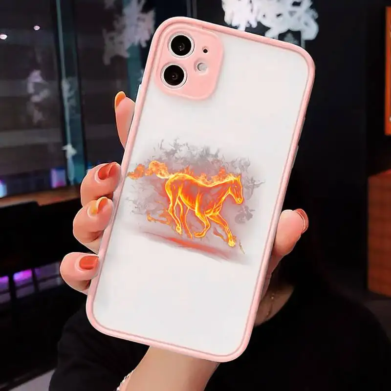 

horse Phone Cases Matte Transparent for iPhone 7 8 11 12 s mini pro X XS XR MAX Plus cover funda