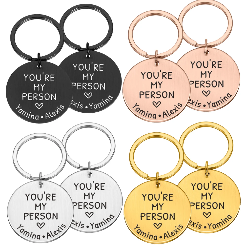 

2Pcs Custom keychain Personalized Name Keychain Gift You're my person for Boyfriend Girlfriend Husband Wife Couple Key Chain