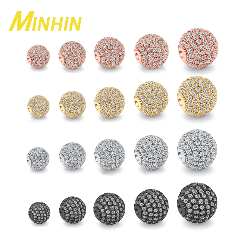 MINHIN AAA CZ цирконий 4 6 8 10 12 мм фотобусины медные бусины спейсеры для изготовления