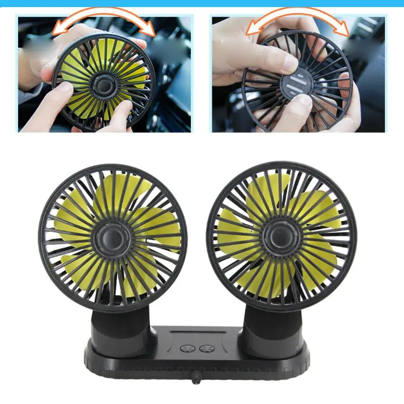 

Dual Head Car Dashboard USB Fan Three Speed Control USB Fan for SUV Boat Office K92C
