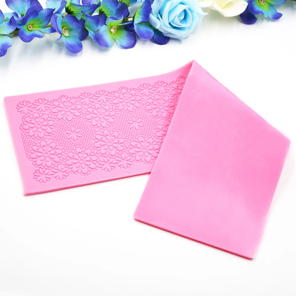 Новое платье с кружевным краем Fondant (сахарная) торта силикона прессформы