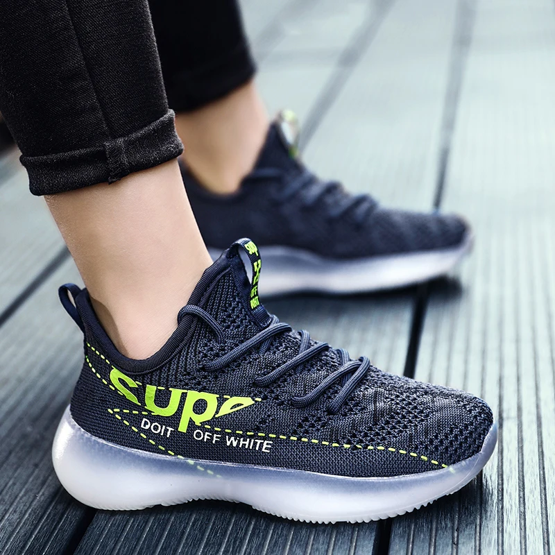 

2021 Mesh Breathable Children Sneakers Lacing Casual Shoes Fashion Coconut Shoes Boys Non-Slip Wear Travel Training Kids Shoes