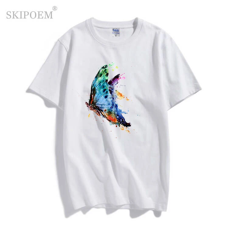 

Футболка женская мода хлопок белый размера плюс короткий рукав футболки бабочка Винтаж Harajuku милый 90s Kawaii футболка Y2k Топ