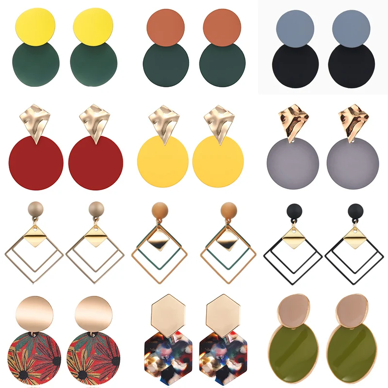 Женские большие модные серьги 2019 цветные корейские аксессуары акриловые