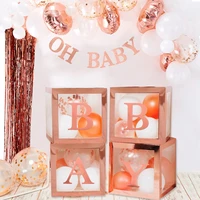 rose gold transparent letter a z box custom baby name balloon box girl baby shower decorations baby 1st birthday party decor