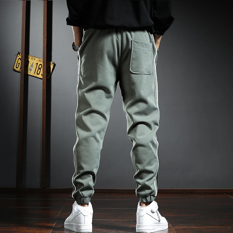 Штаны спортивные мужские с полосками сбоку мешковатые на осень | Мужская одежда