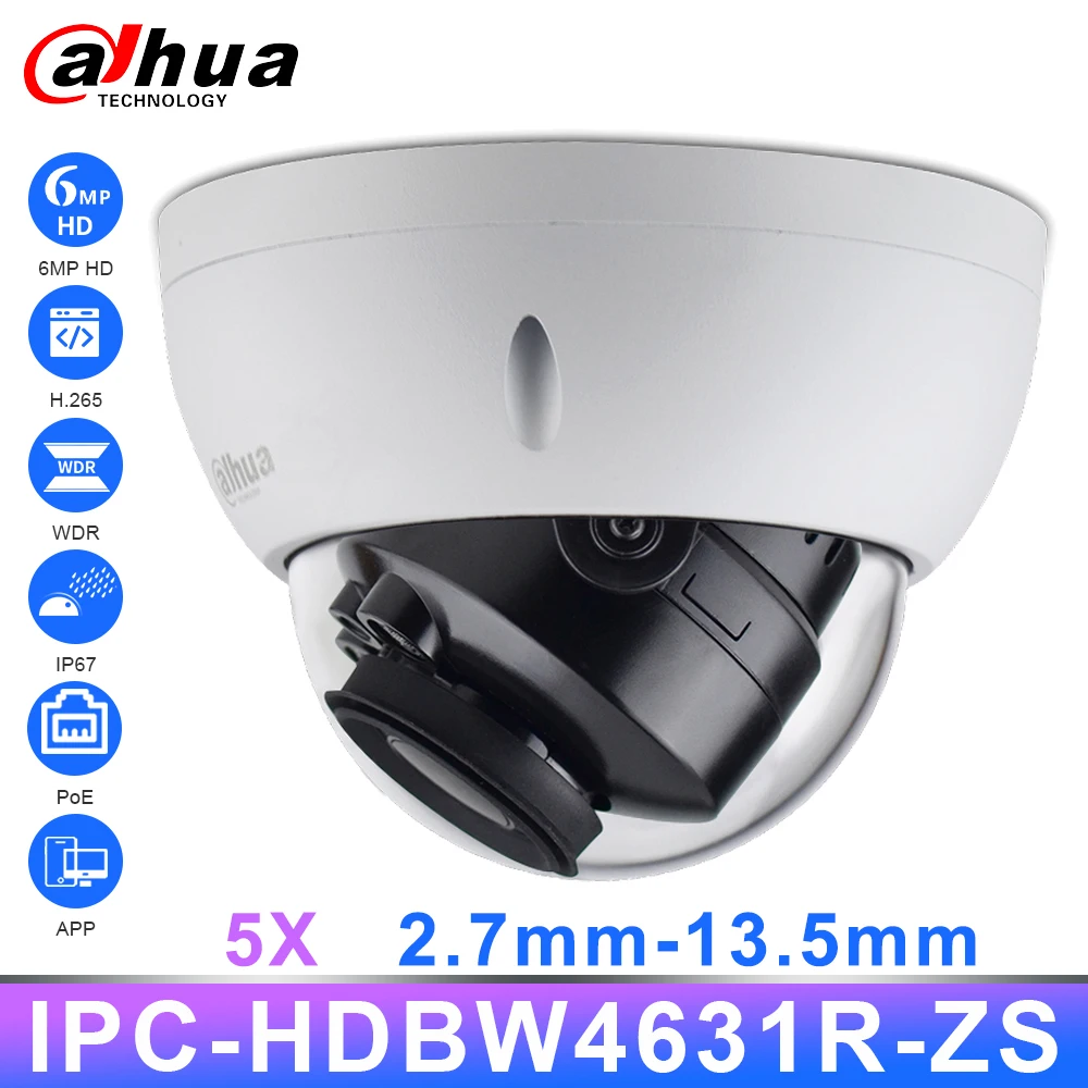 IP-камера видеонаблюдения Dahua IPC-HDBW4631R-ZS HD 6 МП объектив 2 7-13 5 мм H.265 IR50m со слотом для