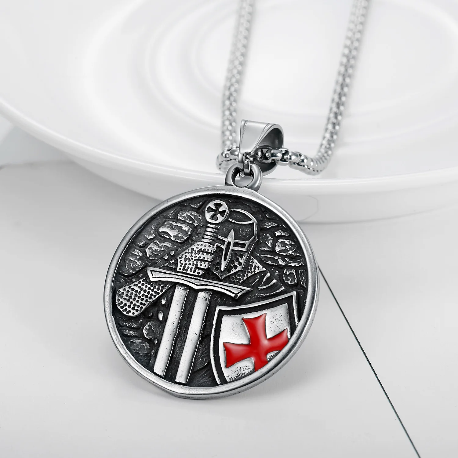 

Knights Templar Cross Pendant Necklace 316L Stainless Steel Pendant for Men Biker Party Jewelry