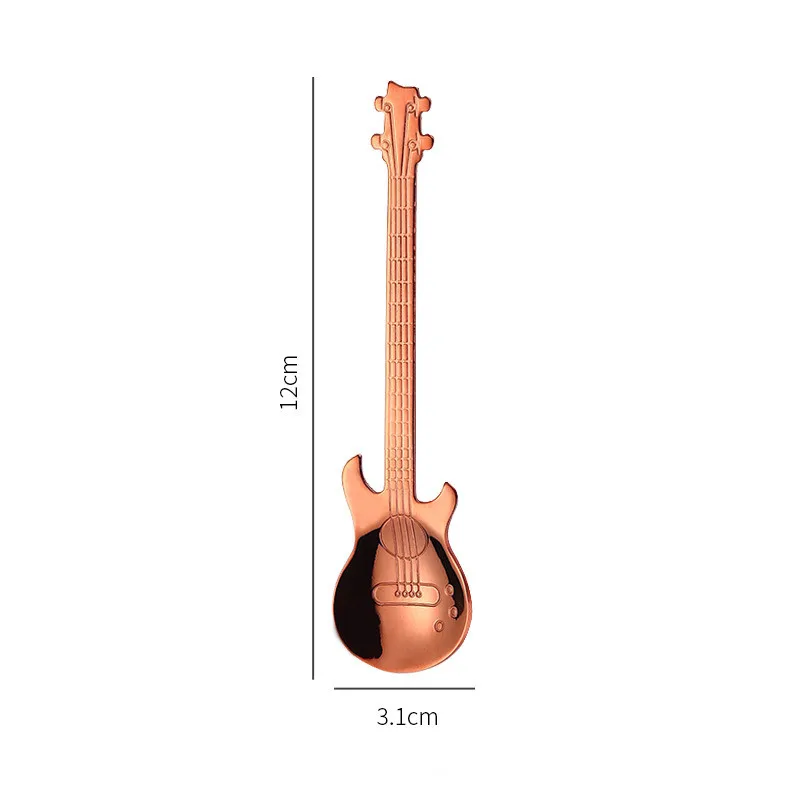 Rosegold 1 шт. гитары Комплект кофейных ложек из нержавеющей стали, дессертная ложка для мороженого Чай столовые ложки для питья аксессуары для кофе - Цвет: Rosegold