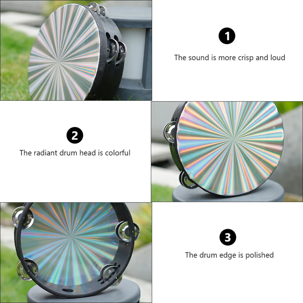 

Radiant Tambourine Double Row Hand Drum with Jingles Musical Educational